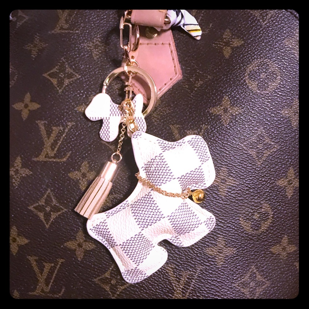 Scottie dog checkered keychain